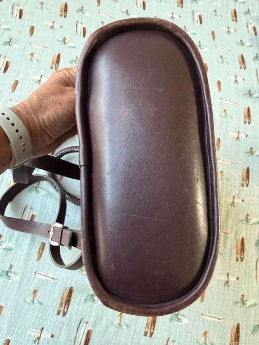 Brighton Brown Croc-Trim Nylon Backpack
